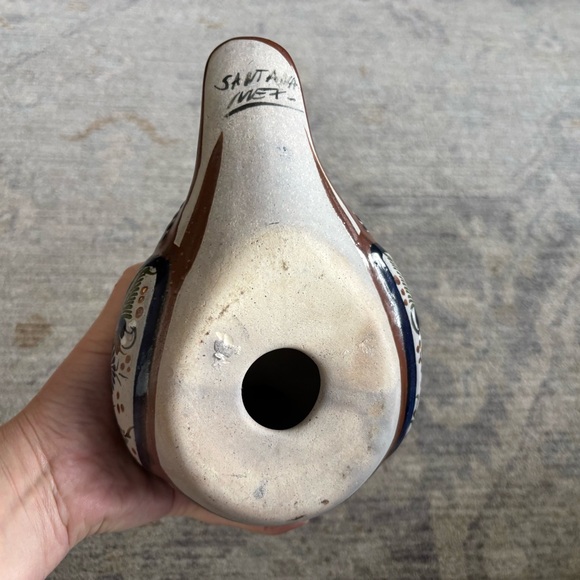 TONALA DUCK POTTERY SIGNED SANTANA  BIRD FOLK ART ARTSY DECOR MEXICAN ART - Picture 7 of 8